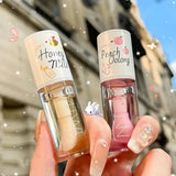 White Peach And Honey Lip Oil Soothes Dry Moisturizes And Does Not Fade Lovely Big Brush Head Lip Gloss Beto Beauty
