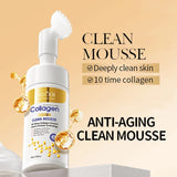 SADOER Collagen Facial Cleanser Mousse Deep Cleansing Skincare Moisturizing Firming Face Wash Foam Cleanser Skin Care Products Beto Beauty