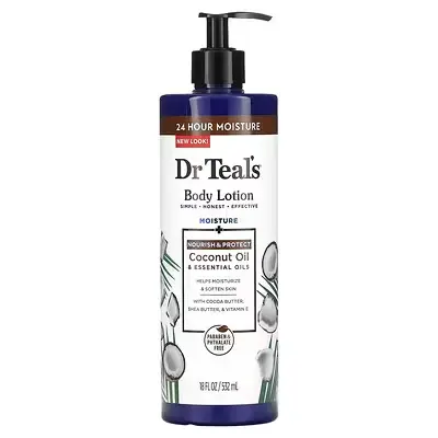 [811068019312] Dr. Teal's, Body Lotion, Nourish & Protect, Coconut Oil & Essential Oils, 18 fl oz (532 ml) 